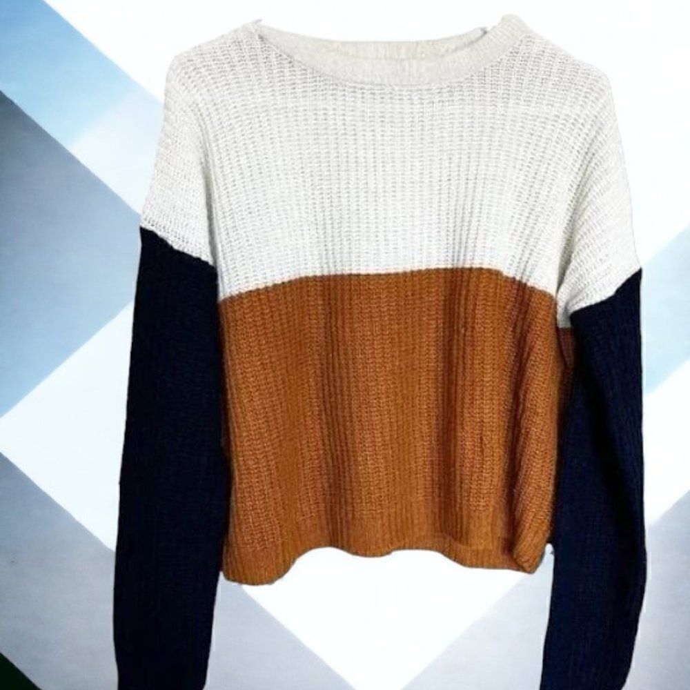 Say What? Color Block Chunky Knit Pull Over Sweater Size Medium